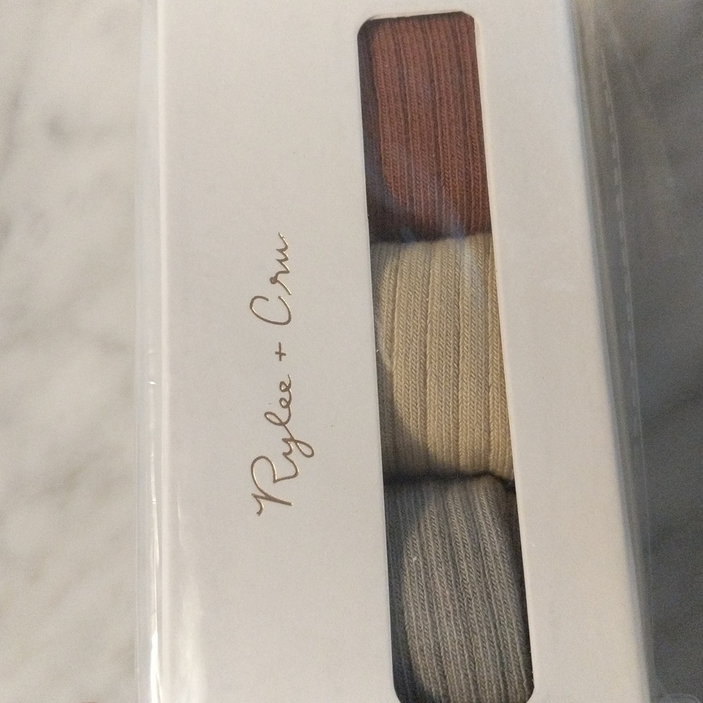 NWT Rylee and Cru Solid Ribbed Socks - 3 Pack Rib Knit Knee Socks - Picture 2 of 6